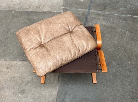 Mid-Century Modern Norwegian Siesta Ottoman in Leather by Ingmar