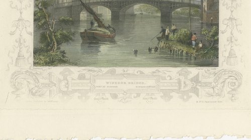 Hand-Colored Engravings of Windsor Views, England, 1840, Set of 2