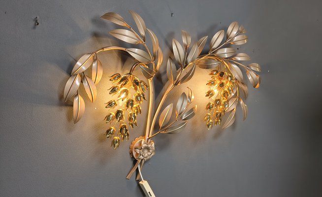 BELLE APPLIQUE BRONZE STYLE ROCAILLE et TULIPE VERRE Moulé décor CHARDONS XXe Artdéco