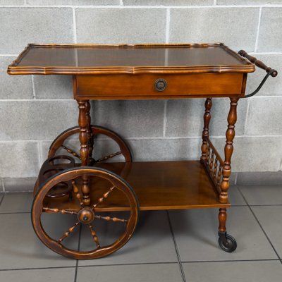 Chriot de br 1950 Tble d'ppoint Mison Jnsen Bguès Liton Verre