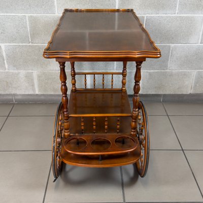 Chariot de service vintage / table d'appoint / chariot de bar / design du milieu du siècle / bois | années 60 - France