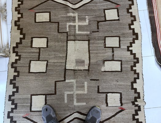 Petit Tapis Vintage Style Navajo - 5x7 Pouces, Fait Main, Avec Franges