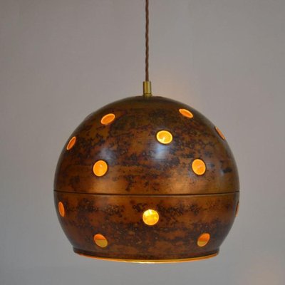 Copper and Amber Glass Pendant Lamps by Nanny Still for Raak