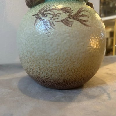 Vase Céramique D'Albissola - B.F. Albisola - Décoré à La Main - Blanc Et Rose