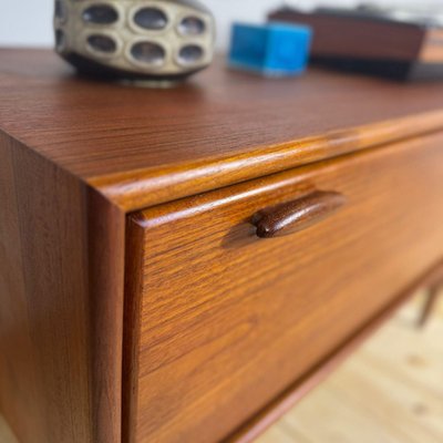 Vintage Scandinavian Low Cabinet with Drop-Leaf Door in Teak