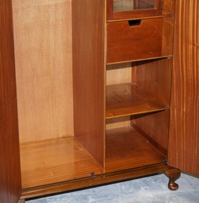 English Art Deco Queen Anne Burr Walnut Wardrobe, 1920s for sale