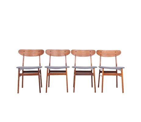 ダイニングチェア Farstrup chair teak vintage 1960s Teak Chairs with Grey Faux Leather from Farstrup Møbler, 1960s