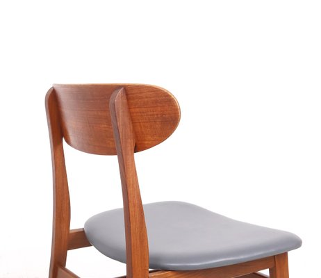 Teak Chairs with Grey Faux Leather from Farstrup Møbler, 1960s