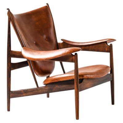 The Chieftain Easy Chair in Leather and Rosewood attributed to