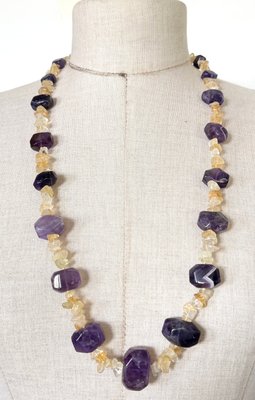 Collana Girocollo In Ametista Quadrata – Boho Chic Argento Con Cristallo Viola