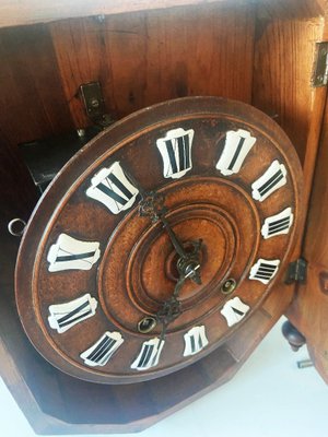 Grande Horloge Ancienne Bois Métal Marron 66x4x66cm - Bois-Métal