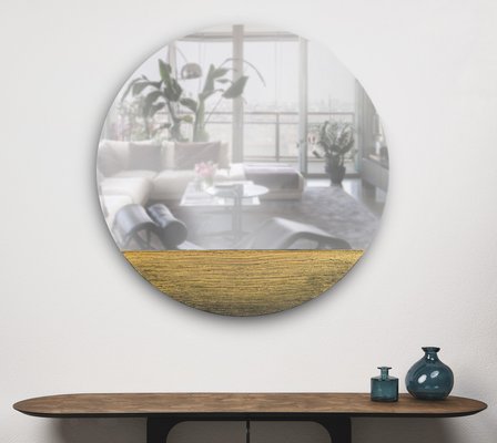 Geometric Gold Eclisse 900 Round Mirror by Disain1971 for sale at