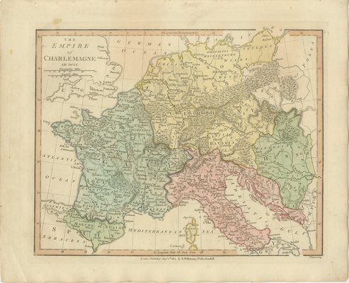 Charlemagne's Empire Map by Wilkinson, 1817 for sale at Pamono