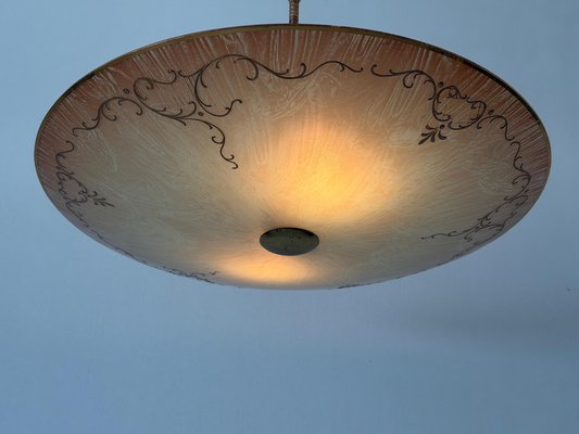 Rosa Vergoldete Art Deco Glas Deckenlampe, Deutschland, 1940er