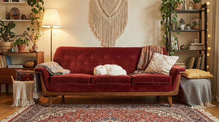Mid-Century Modern Swedish Velvet 3-Seater Sofa, 1950s-1960s for