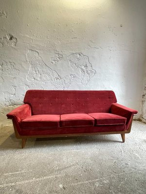 Mid-Century Modern Swedish Velvet 3-Seater Sofa, 1950s-1960s for