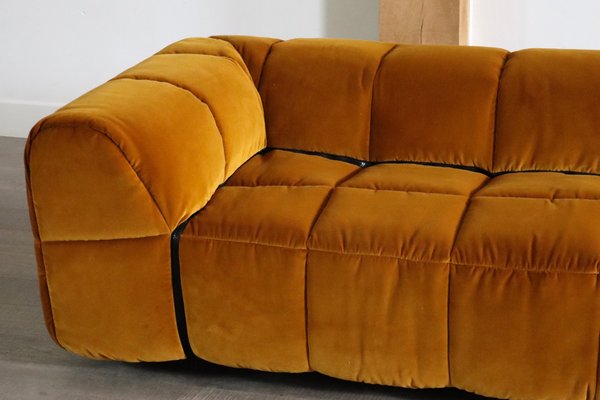 Strips Sofa in Velvet by Cini Boeri for Arflex, Italy, 1968, Set