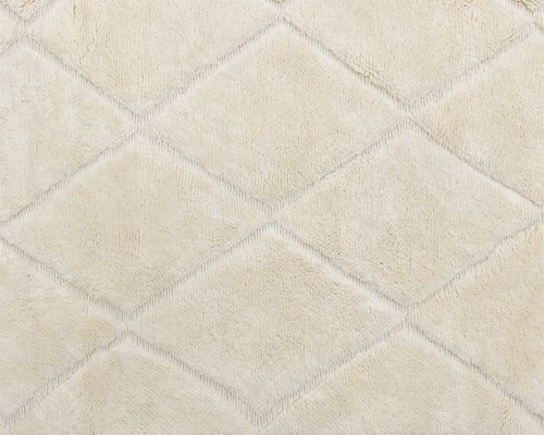 Tapis rectangulaire en soie noué à la main avec motif floral Ivoire 15,2 x 10,2 cm