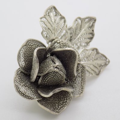Broche Ancienne En Argent Filigrane – Bijou Vintage – Occasion