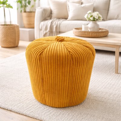 Pouf rettangolare in Velluto a coste marrone AMELIA