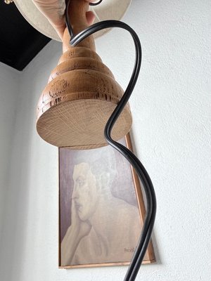 Light Oak Wood Desk Lamp, 1950s for sale at Pamono