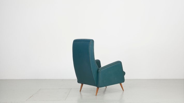 Dark Green Leatherette Armchairs 1950s Set of 2 for sale at Pamono