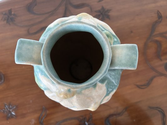Art Deco Blue Clematis Vase by Roseville, 1930s for sale at Pamono