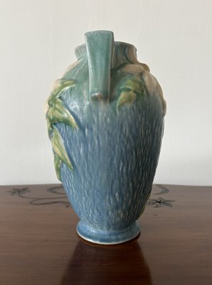 Art Deco Blue Clematis Vase by Roseville, 1930s for sale at Pamono