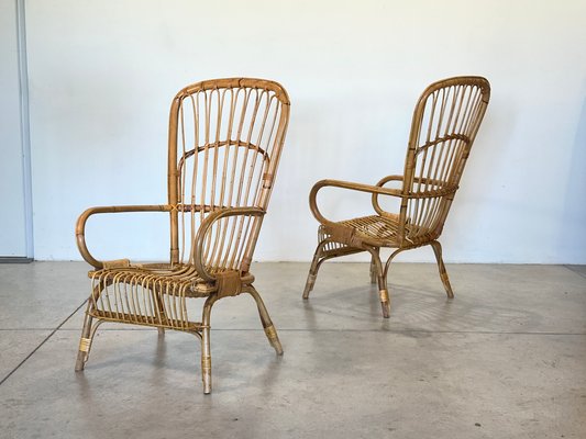 Sessel aus Bambus & Rattan, 1970er, 2er Set bei Pamono kaufen