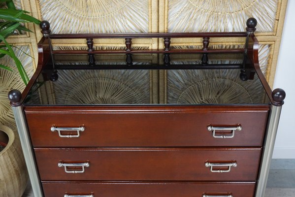 Vintage Wooden Dresser With Metal And Glass From Gautier For Sale