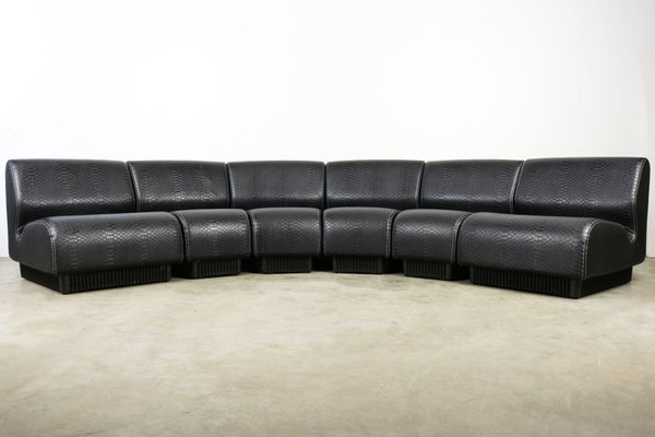Mid Century Black Snakeskin Modular Sofa By Don Chadwick For Herman Miller 1970s Mid Century Black Snakeskin Modular Sofa By Don Chadwick For Herman Miller 1970s