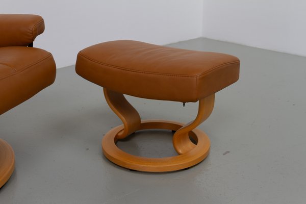 EKORNES オットマン Set of Stressless Reclining Lounge Chair and Ottoman from Ekornes
