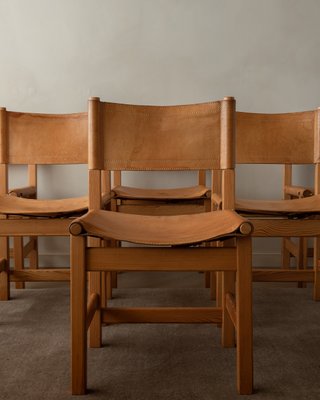 Vintage Kotka Safari Dining Chairs in Pine and Saddle Leather