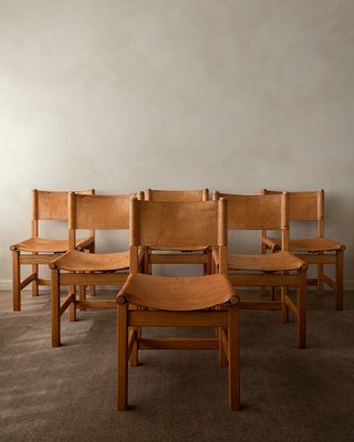 Vintage Kotka Safari Dining Chairs in Pine and Saddle Leather