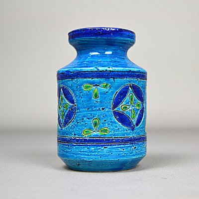 Ceramic Vase in Blue Rimini Liberty by Aldo Londi for Bitossi