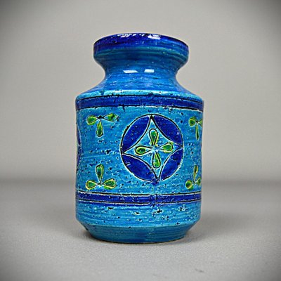 Ceramic Vase in Blue Rimini Liberty by Aldo Londi for Bitossi