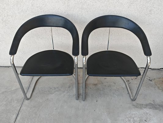 Postmodern Model Canasta Leather Chairs by Arrben, Italy, 1970s