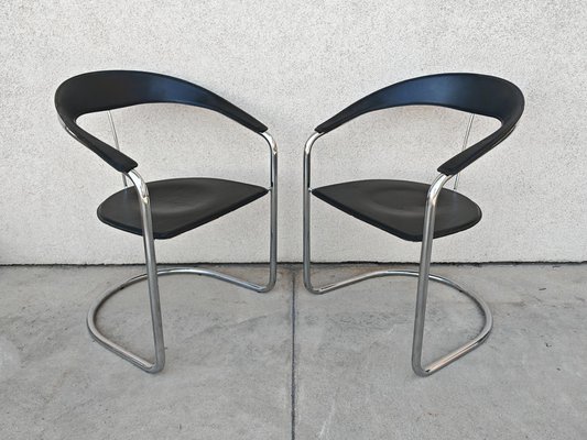 Postmodern Model Canasta Leather Chairs by Arrben, Italy, 1970s