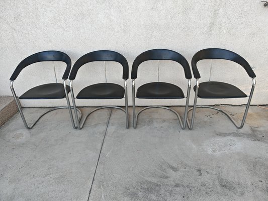Postmodern Model Canasta Leather Chairs by Arrben, Italy, 1970s