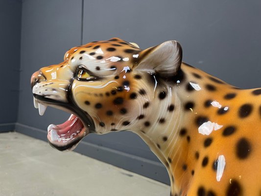Large Italian Ceramic Leopard Statue, 1960s for sale at Pamono