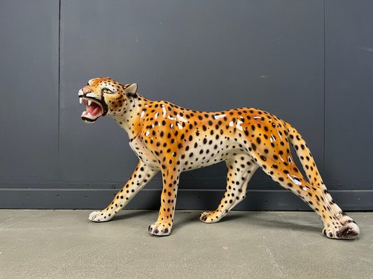 Large Italian Ceramic Leopard Statue, 1960s for sale at Pamono