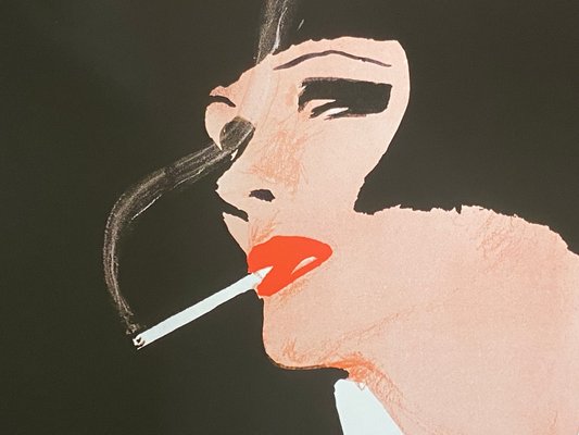 Woman with Carnation Poster by René Gruau, 1981 for sale at Pamono