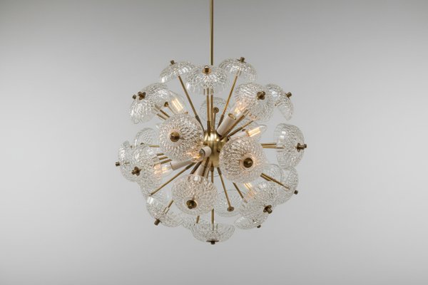 Mid-Century Glass Dandelion Chandelier from Kamenický Šenov