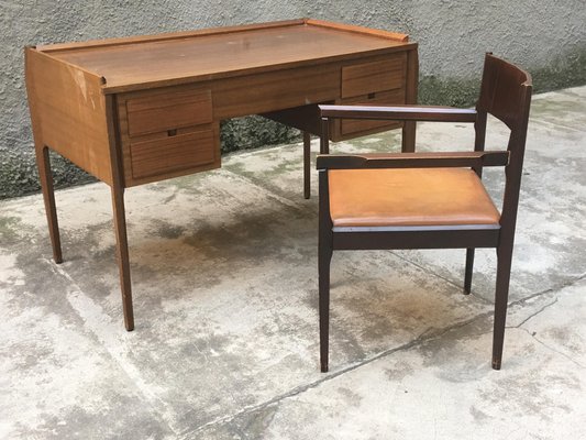 Small Vintage Italian Desk with Matching Chair Set of 2
