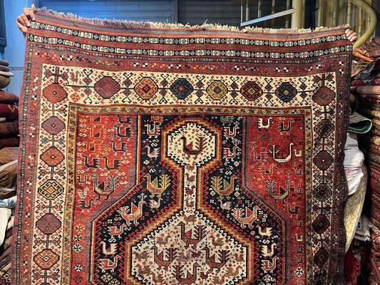 Antique Middle Eastern Handmade Khamseh Rug, 1870s for sale at Pamono