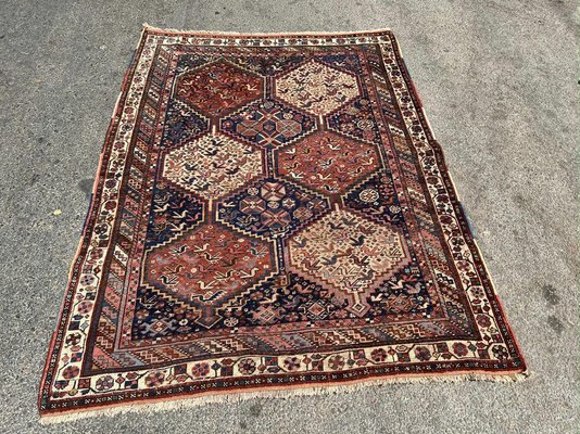 Antique Middle Eastern Handmade Khamseh Rug, 1880s for sale at Pamono