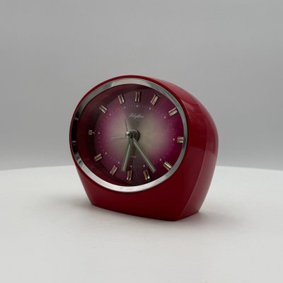 【美品】70’sナショナルクロック 掛時計 鮮烈レッドのラウンデッドレクタングル Red Alarm Clock by Rhythm, Japan, 1960s for sale at Pamono