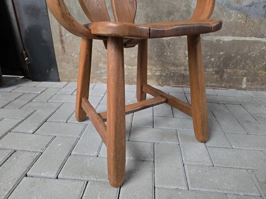 Vintage Brutalist Dining Chair in Oak by De Puydt, Belgium, 1970s