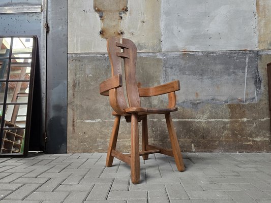 Vintage Brutalist Dining Chair in Oak by De Puydt, Belgium, 1970s