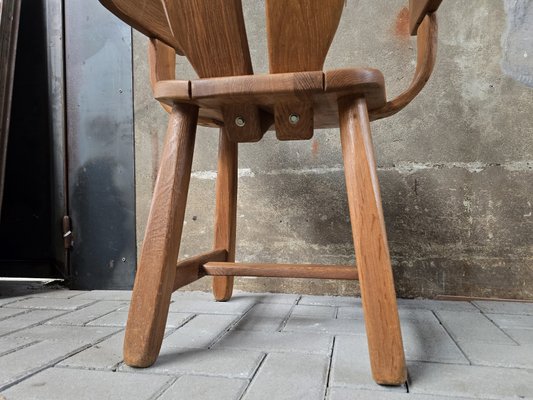Vintage Brutalist Dining Chair in Oak by De Puydt, Belgium, 1970s